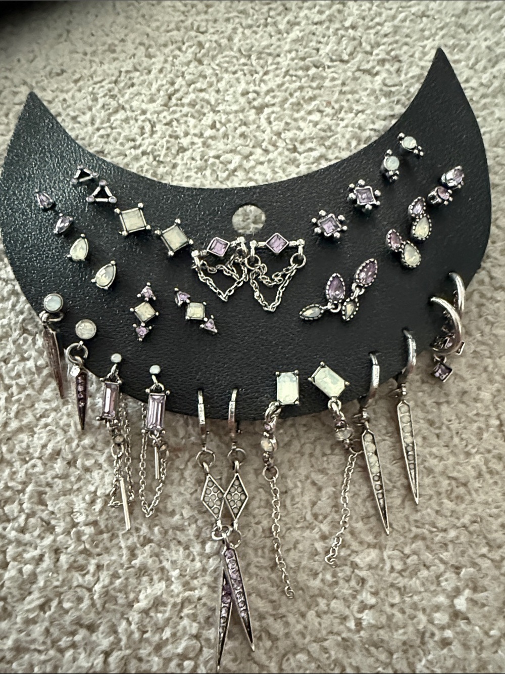 Free People Silver-Tone Multi Earring Set with Purple Accents